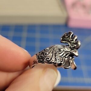 Rooster Chicken Silver Tone Ring Size 7 Adjustable